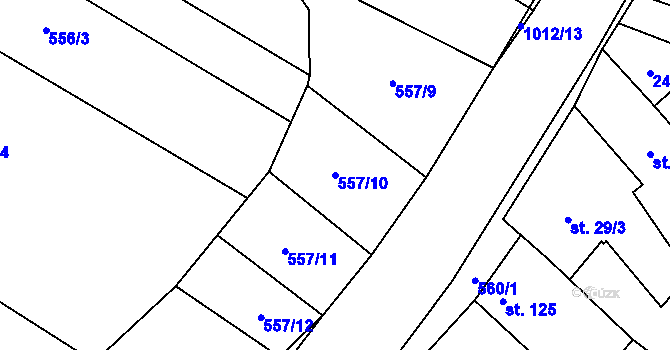 Parcela st. 557/10 v KÚ Ludéřov, Katastrální mapa