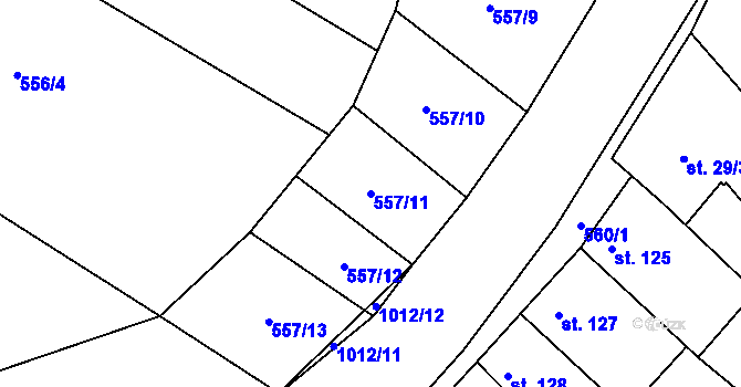 Parcela st. 557/11 v KÚ Ludéřov, Katastrální mapa