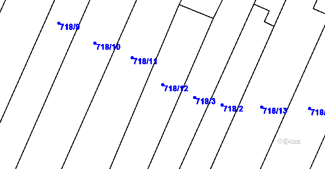 Parcela st. 718/12 v KÚ Ludéřov, Katastrální mapa