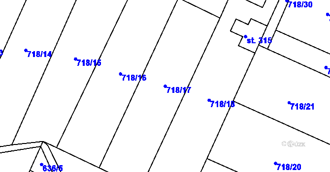 Parcela st. 718/17 v KÚ Ludéřov, Katastrální mapa