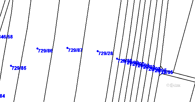 Parcela st. 729/28 v KÚ Ludéřov, Katastrální mapa