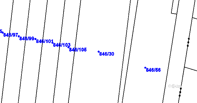 Parcela st. 846/30 v KÚ Ludéřov, Katastrální mapa