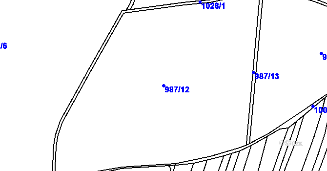 Parcela st. 987/12 v KÚ Ludéřov, Katastrální mapa