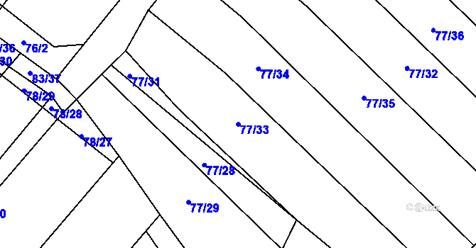 Parcela st. 77/33 v KÚ Ludéřov, Katastrální mapa