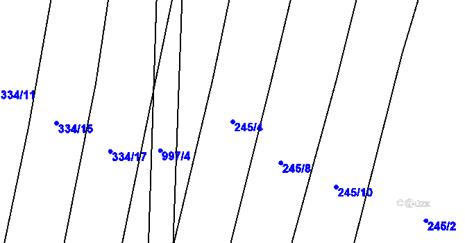 Parcela st. 245/4 v KÚ Ludéřov, Katastrální mapa