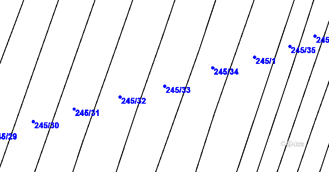 Parcela st. 245/33 v KÚ Ludéřov, Katastrální mapa