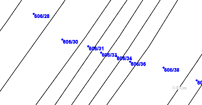 Parcela st. 606/33 v KÚ Ludéřov, Katastrální mapa