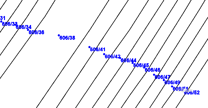 Parcela st. 606/42 v KÚ Ludéřov, Katastrální mapa