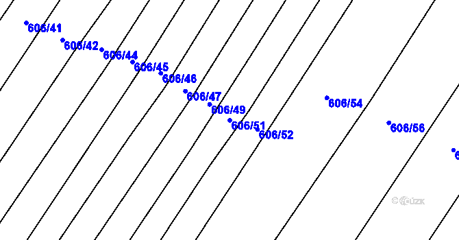 Parcela st. 606/51 v KÚ Ludéřov, Katastrální mapa