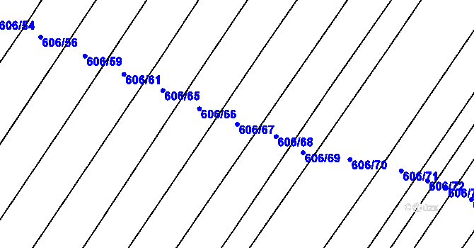 Parcela st. 606/67 v KÚ Ludéřov, Katastrální mapa