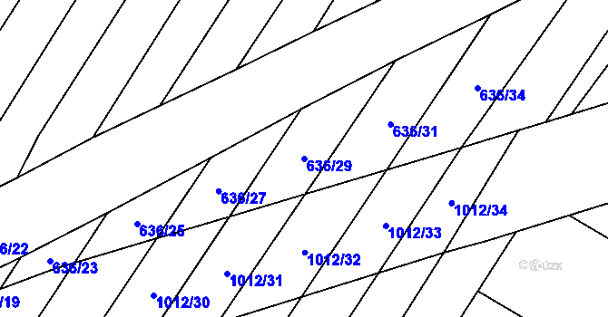 Parcela st. 636/29 v KÚ Ludéřov, Katastrální mapa