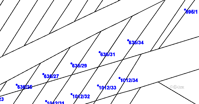Parcela st. 636/31 v KÚ Ludéřov, Katastrální mapa