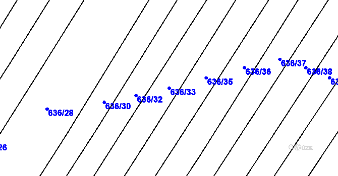Parcela st. 636/33 v KÚ Ludéřov, Katastrální mapa