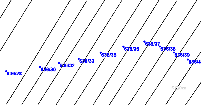 Parcela st. 636/35 v KÚ Ludéřov, Katastrální mapa