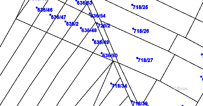 Parcela st. 636/50 v KÚ Ludéřov, Katastrální mapa