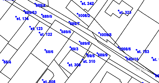 Parcela st. 689/8 v KÚ Ludéřov, Katastrální mapa