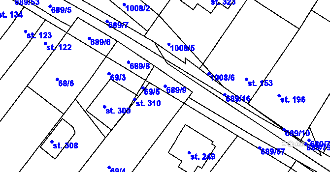 Parcela st. 689/9 v KÚ Ludéřov, Katastrální mapa