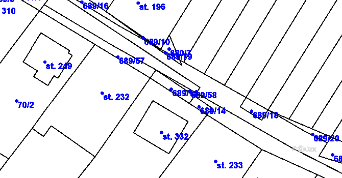 Parcela st. 689/11 v KÚ Ludéřov, Katastrální mapa