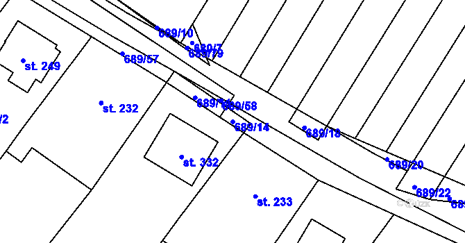 Parcela st. 689/14 v KÚ Ludéřov, Katastrální mapa