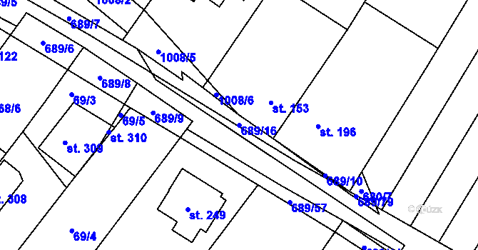 Parcela st. 689/16 v KÚ Ludéřov, Katastrální mapa