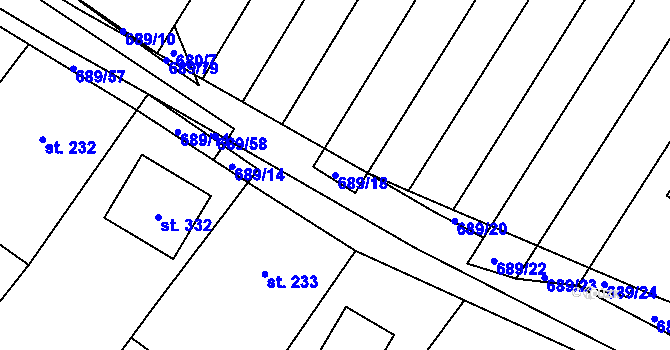 Parcela st. 689/18 v KÚ Ludéřov, Katastrální mapa