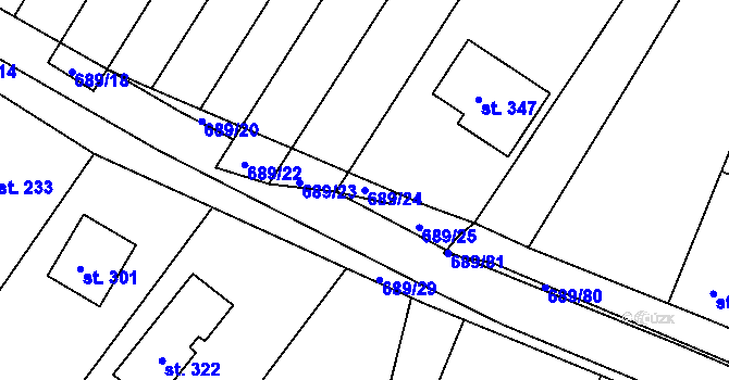 Parcela st. 689/24 v KÚ Ludéřov, Katastrální mapa