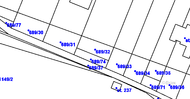 Parcela st. 689/32 v KÚ Ludéřov, Katastrální mapa
