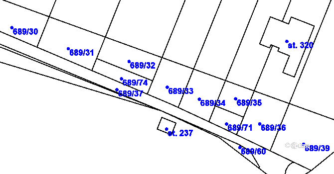 Parcela st. 689/33 v KÚ Ludéřov, Katastrální mapa