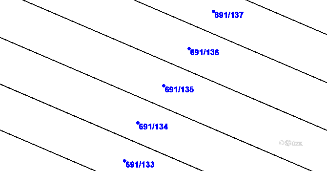 Parcela st. 691/135 v KÚ Ludéřov, Katastrální mapa