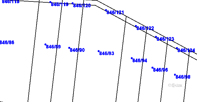 Parcela st. 846/93 v KÚ Ludéřov, Katastrální mapa