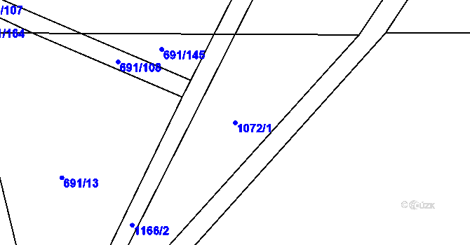 Parcela st. 1072/1 v KÚ Ludéřov, Katastrální mapa