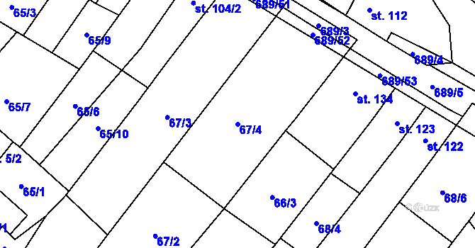Parcela st. 67/4 v KÚ Ludéřov, Katastrální mapa