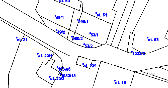 Parcela st. 53/2 v KÚ Ludéřov, Katastrální mapa