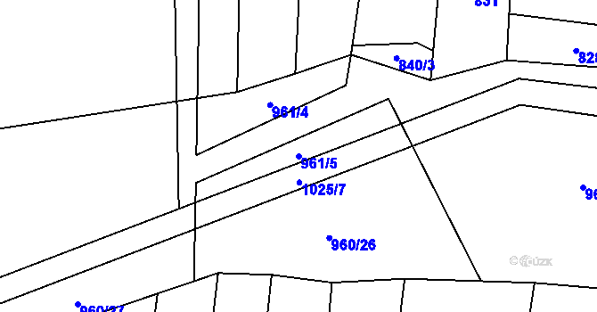 Parcela st. 961/5 v KÚ Ludéřov, Katastrální mapa