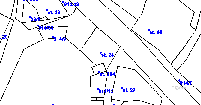 Parcela st. 24 v KÚ Drahany, Katastrální mapa