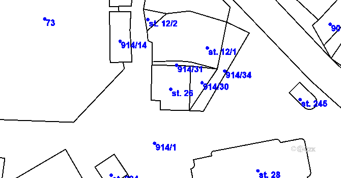 Parcela st. 26 v KÚ Drahany, Katastrální mapa
