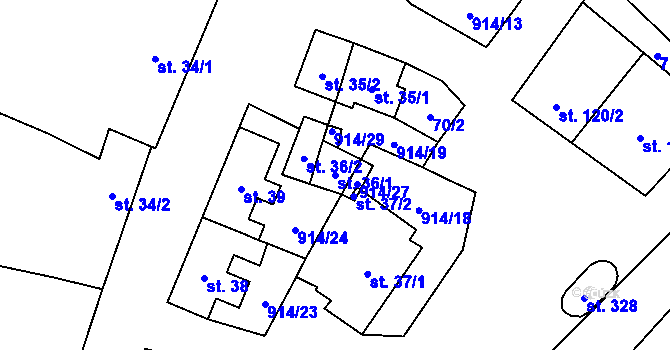 Parcela st. 36/1 v KÚ Drahany, Katastrální mapa
