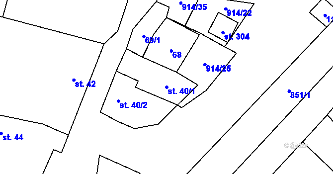 Parcela st. 40/1 v KÚ Drahany, Katastrální mapa
