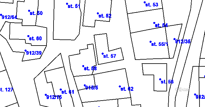 Parcela st. 57 v KÚ Drahany, Katastrální mapa
