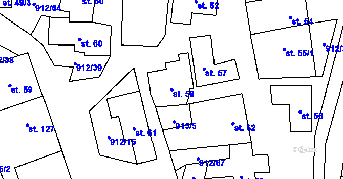 Parcela st. 58 v KÚ Drahany, Katastrální mapa