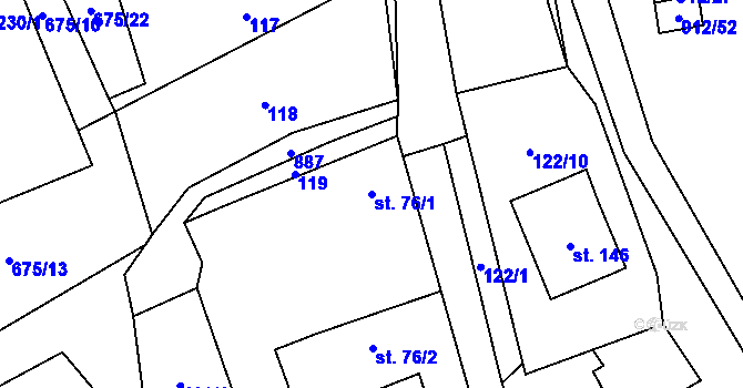 Parcela st. 76/1 v KÚ Drahany, Katastrální mapa