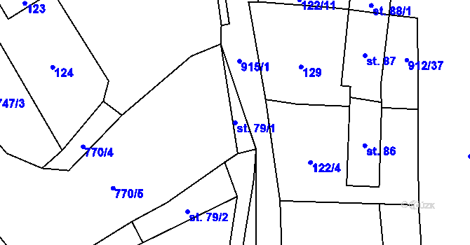 Parcela st. 79/1 v KÚ Drahany, Katastrální mapa