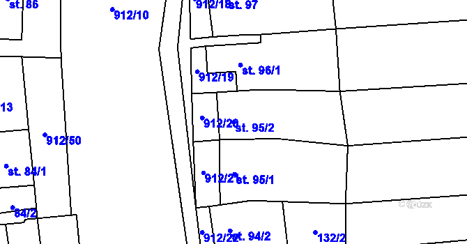 Parcela st. 95/2 v KÚ Drahany, Katastrální mapa