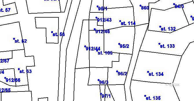 Parcela st. 105 v KÚ Drahany, Katastrální mapa