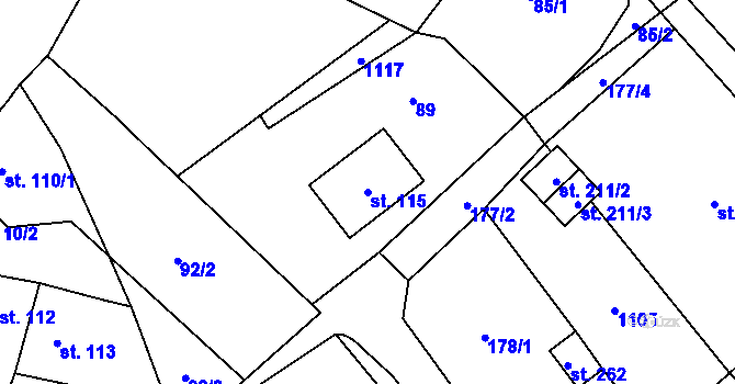 Parcela st. 115 v KÚ Drahany, Katastrální mapa