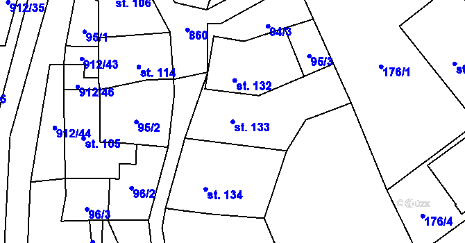 Parcela st. 133 v KÚ Drahany, Katastrální mapa