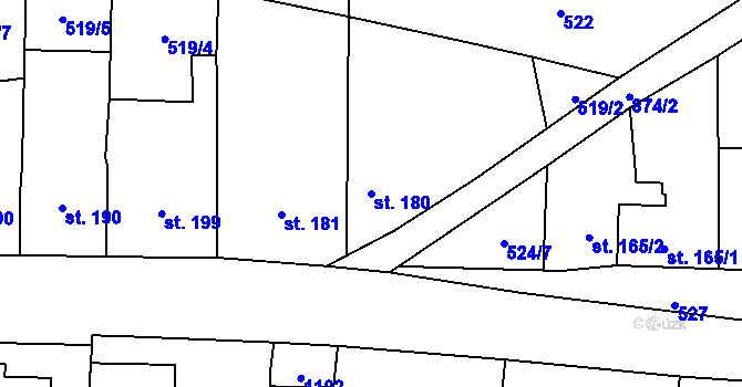 Parcela st. 180 v KÚ Drahany, Katastrální mapa