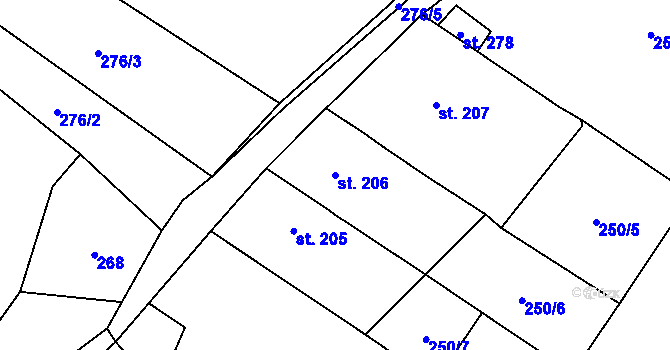 Parcela st. 206 v KÚ Drahany, Katastrální mapa