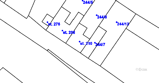 Parcela st. 210 v KÚ Drahany, Katastrální mapa