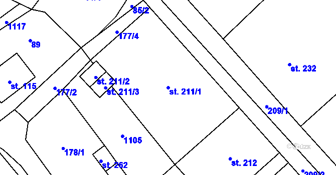 Parcela st. 211/1 v KÚ Drahany, Katastrální mapa